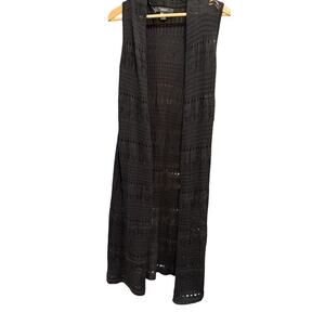 Forever 21 Womens Black Sleeveless Crochet Knit Vest Cardigan Size S